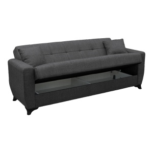 Canapea extensibila cu spatiu de depozitare Modesto, Gri, 215x75x85 cm - Img 4