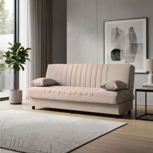 Canapea extensibila cu spatiu de depozitare Romina, Bej, 180x75x85 cm