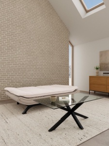 Canapea extensibila Faith V2, Bej, 91x194x98 cm - Img 2