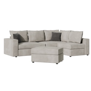 Canapea reversibila London stofa gri deschis si perne gri 296x246x95 cm - Img 3