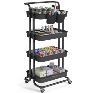 Carucior depozitare, Pataye, Negru, 42.5x35.7x115 cm