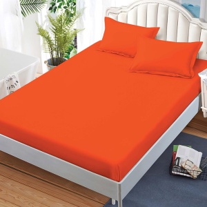 Cearsaf de pat cu elastic si 2 fete de perna Junne Orange 180x200 cm (Finet)