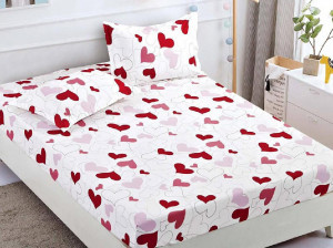 Cearsaf de pat cu elastic si 2 fete de perna, Lovable, 180x200cm (Finet)