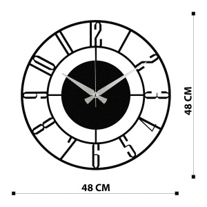 Ceas de perete decorativ din metal Enzoclock Negru 48x48 cm - Img 6