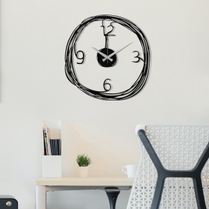 Ceas de perete decorativ din metal Gergo Negru 48x48 cm - Img 4