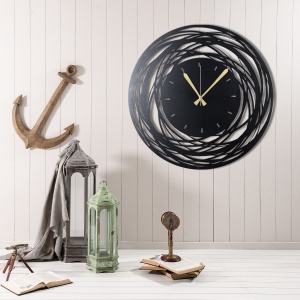 Ceas de perete decorativ din metal Watch-042 Negru 50x50x0 cm - Img 2