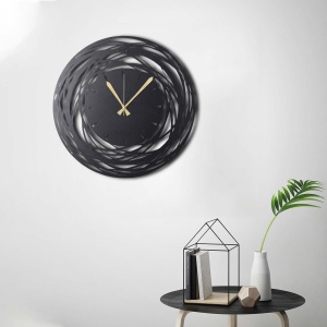 Ceas de perete decorativ din metal Watch-042 Negru 50x50x0 cm - Img 4