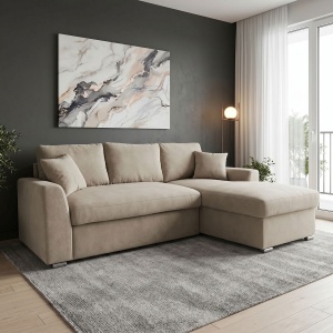 Coltar canapea extensibila colt stanga Belle bej 236x164x88cm