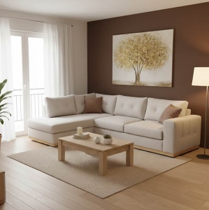 Coltar Dreapta Boston Crem - Mocha - Natural 280x225x95 cm