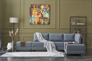 Coltar dreapta extensibil Fly Albastru 210x70x280 cm - Img 1