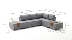 Coltar dreapta extensibil Fly Albastru 210x70x280 cm - Img 9