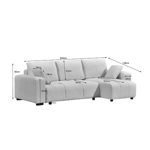 Coltar extensibil cu spatiu de depozitare Belda, Crem, 138x246x82 cm - Img 10