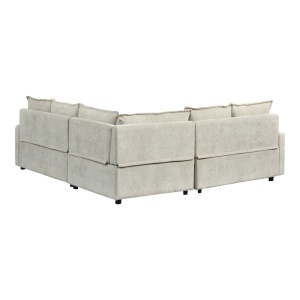 Coltar extensibil, Lounivo, Bej, 215x215x84 cm - Img 5