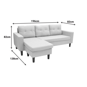 Coltar reversibil, Maneli, Negru, 76x196x74 cm - Img 8