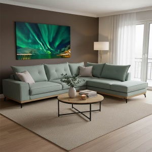 Coltar Stanga Luxury II Ciel - Crem - Negru 290x235x90 cm