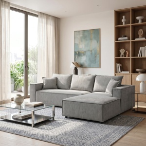 Coltar stanga Maden, Gri, 279x203x90 cm