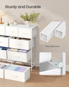 Comoda cu sertare, Bellah, Songmics, Alb, 98.8x30x95.2 cm - Img 6