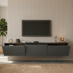 Comoda TV de perete Felita, Antracit, 150x31.4x30 cm - Img 2