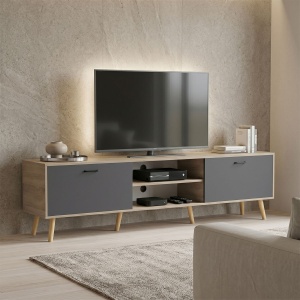 Comoda TV, Gorna, Pako, Antracit 180x35x48.6 cm