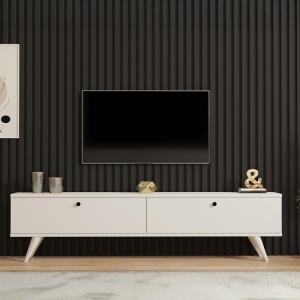 Comoda TV Jate, Pako World, Alb, 160x25x40 cm - Img 4