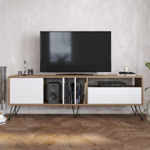 Comoda TV Mistico Walnut-Negru-Alb - Img 2