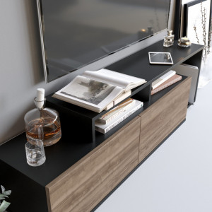 Comoda TV Nexera - Negru, Walnut - Img 3