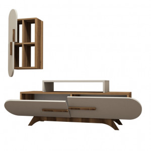 Comoda TV Rose S - Walnut, Crem - Img 4