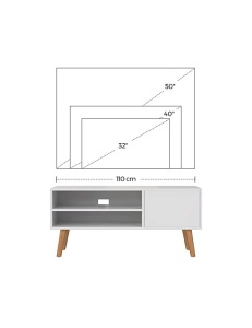 Comoda TV, Vasagle, LTV09WT, Alb, 110 x 40 x 49 cm - Img 5