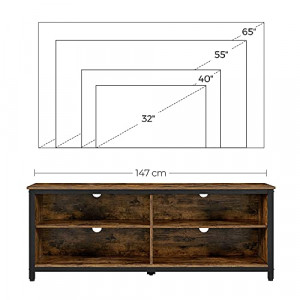 Comoda TV, Vasagle, Negru , 147x40x60 cm - Img 6