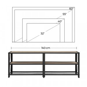 Comoda TV, Vasagle, Negru-Ivoar, 140x39x52 cm - Img 7