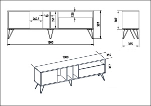 Consola TV Mistico Nuc 180x58.7x35.5 cm - Img 6