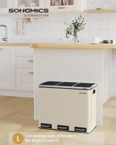 Cos de gunoi compartimentat Songmics Bej 61.7x35.2x56.4 cm