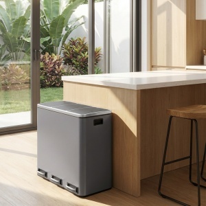 Cos de gunoi compartimentat Songmics Gri 61.7x35.2x56.4 cm - Img 4
