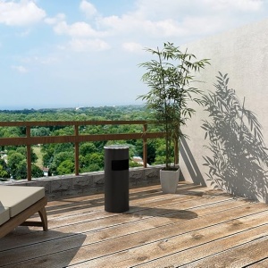 Cos de gunoi cu scrumiera Negru Songmics 60.5 x 24.5 cm - Img 6