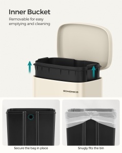 Cos de gunoi Songmics Bej 34.8x29.7x63.3 cm - Img 5
