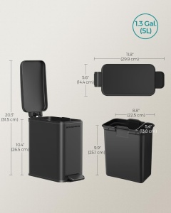 Cos de gunoi Songmics Negru 29x14.5x29.5 cm - Img 7