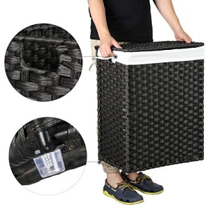 Cos de rufe, Songmics, Negru, 45.5x32x61 cm - Img 7