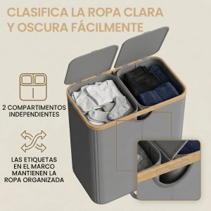Cos de rufe Songmics, Roxanne, Gri inchis, 52.5x38.5x75 cm - Img 6