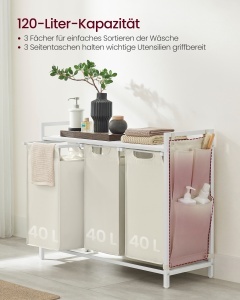 Cos de rufe Vasagle, Brenta, Alb, 87.7x33x72 cm - Img 2