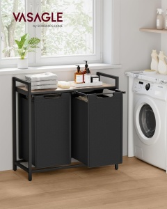 Cos de rufe Vasagle Negru 2 x 46L, 73 x 33 x 72 cm - Img 5