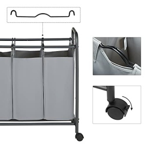 Cos rufe modular cu roti, Songmics, Gri, 83.4x77.6x41.5 cm - Img 6