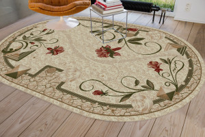 Covor Modern, Lotos 587, Crem / Bej, Oval, 60x110 cm, 1800 gr/mp - Img 2