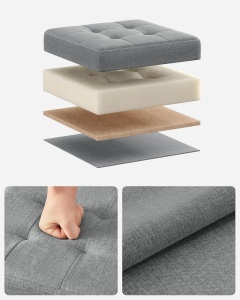 Cufar depozitare Ottoman Gri Songmics 30x30x30 cm - Img 4