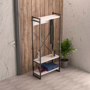 Cuier Baker metal negru si melamina alba 90x34x180 cm - Img 2