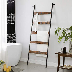 Cuier prosoape tip scara, Vasagle, Antic-Negru, 60x176 cm - Img 3