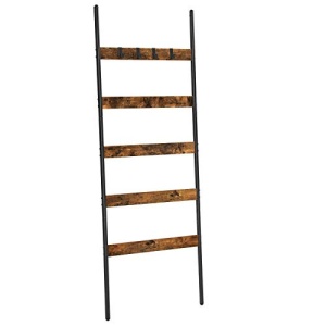 Cuier prosoape tip scara, Vasagle, Antic-Negru, 60x176 cm - Img 2