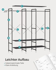 Cuier Songmics Negru 141x40x180 cm - Img 7