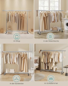Cuier stander Argintiu Songmics 200x45x161.5 cm - Img 6