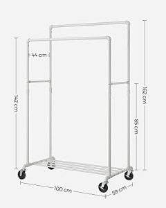 Cuier stender, Songmics, Alb-Negru, 162×100×59 cm - Img 7