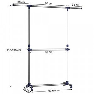 Cuier stender, Songmics, Argintiu-Albastru, 90-166x113-198x49 cm - Img 4